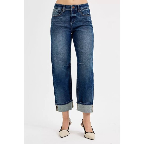 RISEN Slouchy Crop Barrel Cuffed Jeans - Picture 4 of 6